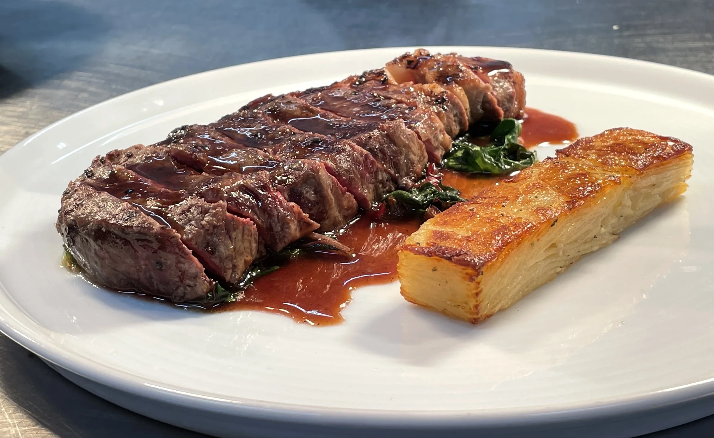 Black Angus beef sirloin, potato terrine by Sicily Chef