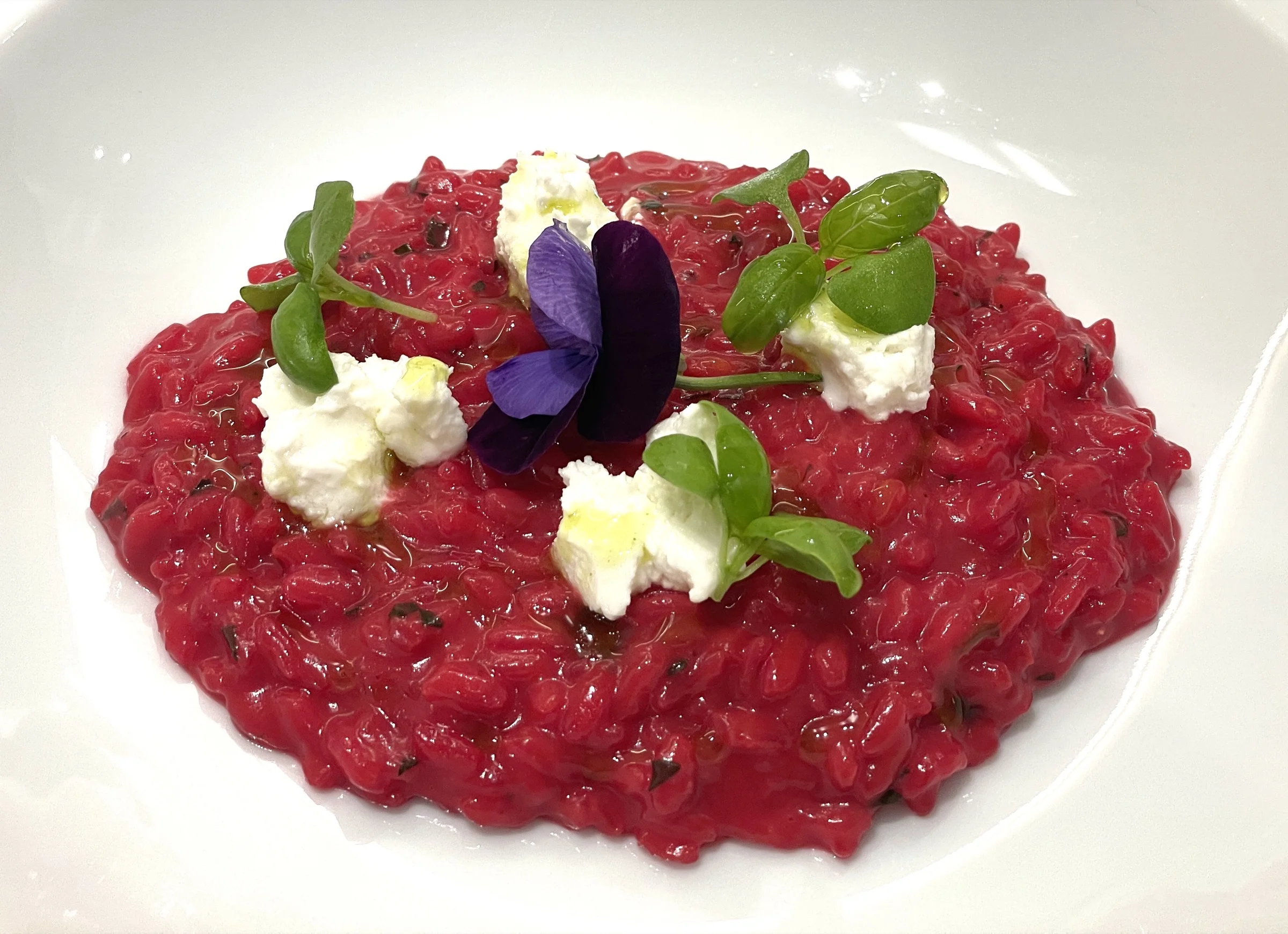 Beetroot risotto, marinated goat cheese by Sicily Chef